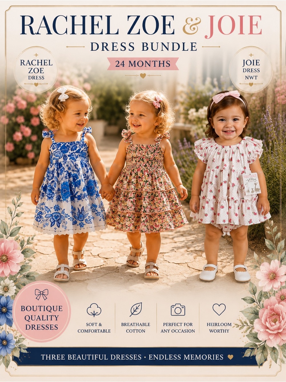Rachel Zoe, JOIE & Boutique Dress Bundle 24M NWT Toddler Girl Floral Summer